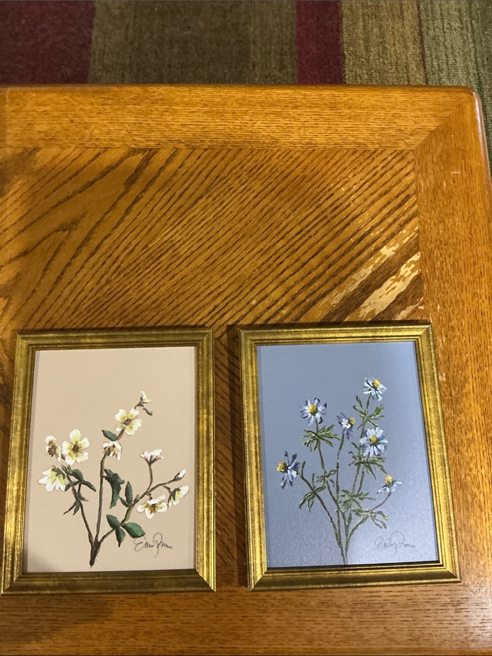 Emily Ruth two framed printed flowers canvas art Frames are metallic gold
